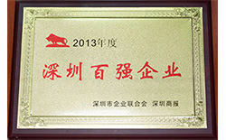 2013年 榮獲2013年度深圳百強企業
